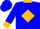 Blue, gold bhc on diamond frame, gold cuffs & collar
