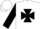 White, black maltese cross, black sleeves, white cap