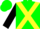 Green, yellow cross sashes, black sleeves