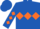 Royal blue, orange diamond belt, orange diamonds on sleeves