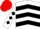 White, black chevrons, diamonds on sleeves, red cap
