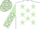 White, Light Green stars, Light Green sleeves, White stars and stars on cap