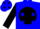 Blue, blue 'wwf' on black ball, blue dots on black slvs