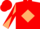 Red, red 'ccr' in tan diamond, tan and red diagonally quartered sleeves