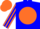 Soft blue body, orange disc, orange arms, soft blue striped, orange cap