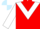 Red, white chevron and sleeves, light blue hoops on sleeves, light blue and white quartered cap