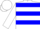 White, blue hoops, white sleeves and cap