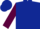 Dark blue body, maroon arms, dark blue diaboloes, dark blue cap