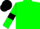 green, black armlets on sleeves, black cap