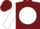 Burgundy, white ball, burgundy hoops on white sleeves, burgundy cap