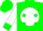 Green, green 'b' on white ball, green dots and cuffs on white sleeves