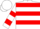 White, red hoops, red bars on slvs