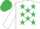 White, emerald green stars, emerald green cap