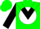 Green, green 'g' on white ball, black chevron on sleeves