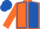 Orange, royal blue seams, halved cap
