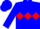 Blue, white 'k b n' on red diamond hoop, red and blue sleeve diagonals
