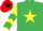Emerald green, yellow star, yellow sleeves, emerald green chevrons, red cap, black star