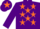 Purple, orange stars, purple sleeves, purple cap, orange star