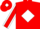 Red body, white diamond, red arms, white seams, red cap, white diamond