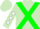 Light green, kelly green cross sashes, white diamonds on sleeves