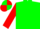 Green, gold horseshoe, red sleeves, green and red quartered cap