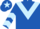 Royal blue, light blue chevron, light blue chevrons on sleeves, light blue star on cap