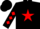 Black, red star, red diamonds on sleeves