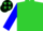Lime green, lime green stars on blue belt, blue sleeves