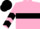 Pink, black hoop, black chevrons on sleeves, black cap