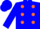 Blue, orange dots, blue sleeves