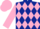 Dark blue and pink diamonds, pink sleeves and cap