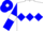 White body, soft blue triple diamond, soft blue arms, white armlets, soft blue cap, white diamond