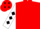 Red, white lightning bolts, white sleeves, black diamonds