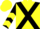 Yellow, black cross sashes, black sleeves, yellow chevrons