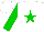 White, green star and sleeves, white cap