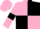 Pink and black (quartered), pink sleeves, black armlets