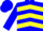 Blue, yellow chevrons 'p', diamond stripe down sleeves