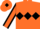 Orange, black triple diamonds, orange sleeves, black seams, diamond cap