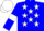 Blue body, white stars, blue arms, white armlets, white cap