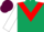 Dark green, red chevron, white sleeves, maroon cap