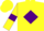 Yellow, purple diamond frame, purple armlets on sleeves