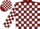 Burgundy, white 'sf', white blocks