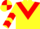 Yellow, red chevron, chevrons on sleeves, quartered cap