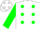 White, green dots, white s on green sleeves