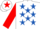 WHITE, royal blue stars, red sleeves, white cap, red star