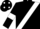 Black, white sash, armlets and spots on cap