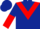 Dark blue, red chevron, halved sleeves