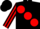 Black, large Red spots, striped sleeves, Black Cap