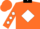 Orange, black collar, black 'tw' in white diamond, white diamonds on sleeves, orange cap