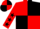 Red,black quarters,'white stars on sleeves,'tg' on front & in horseshoe on back